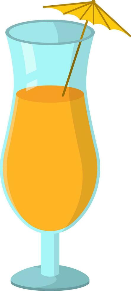 Orange juice in blue glass, vector or color illustration.