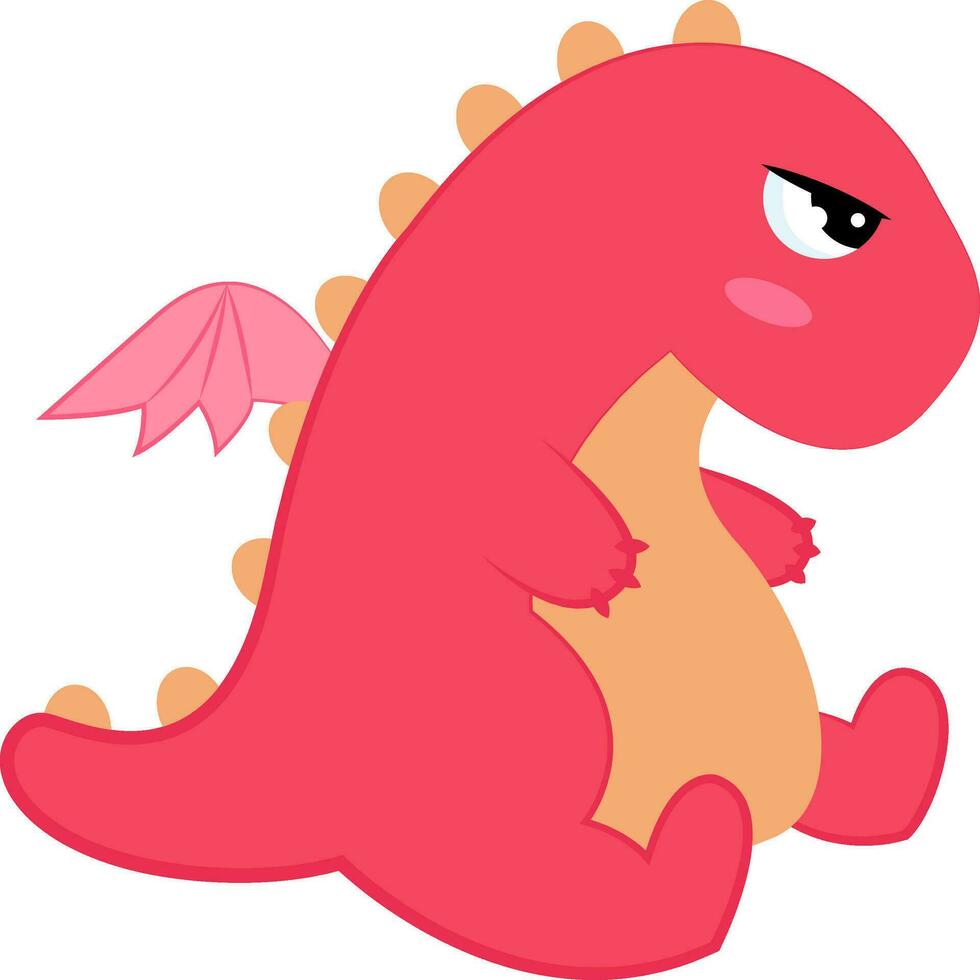 Pink dinosaur, vector or color illustration.