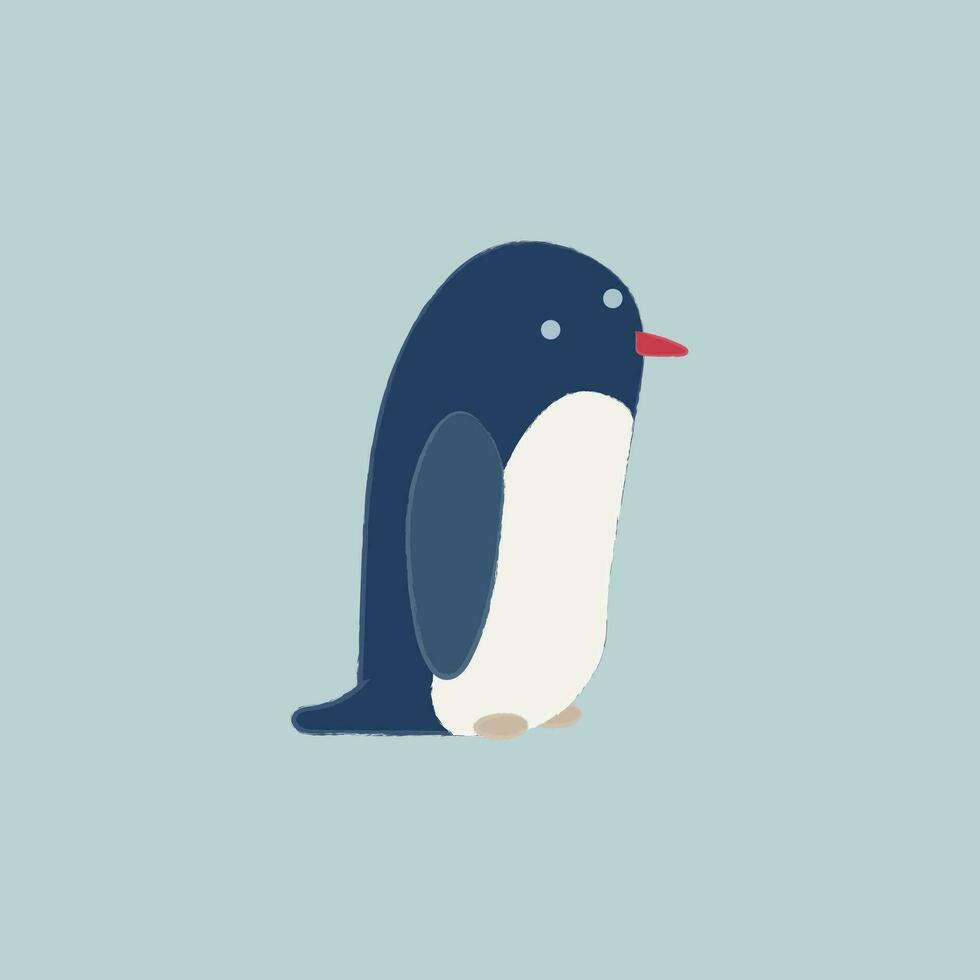 Blue colored penguin, vector or color illustration.