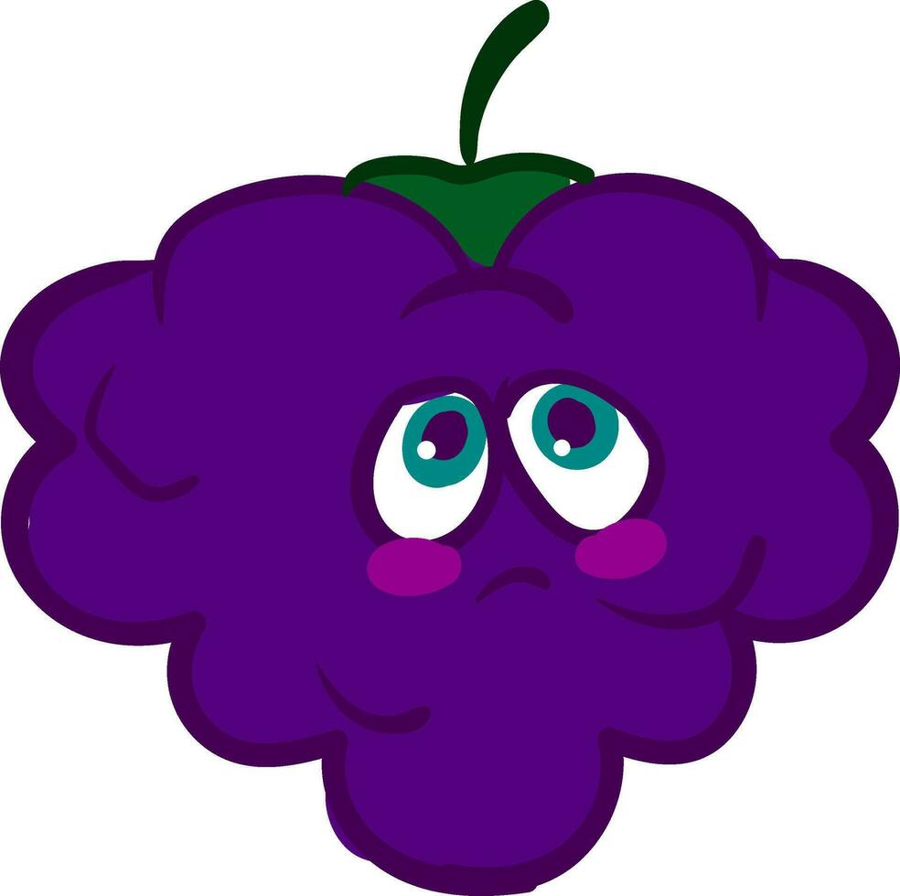 A melancholic blackberry, vector or color illustration.