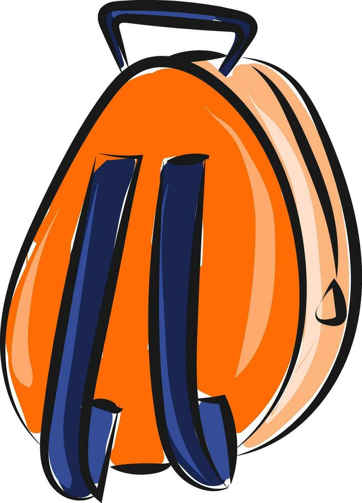 Orange colored backpack, vector or color illustration.