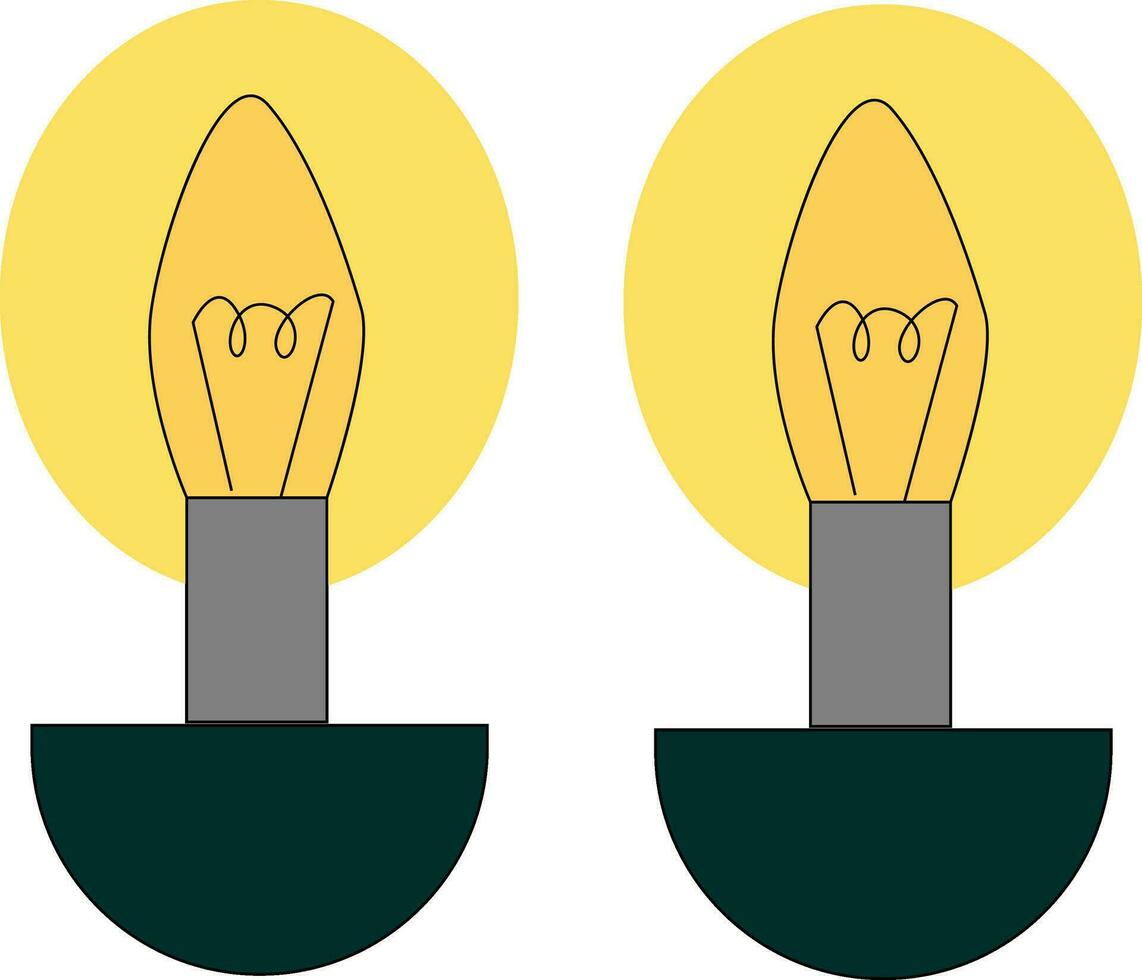 Yellow lights with stand, vector or color illustration.