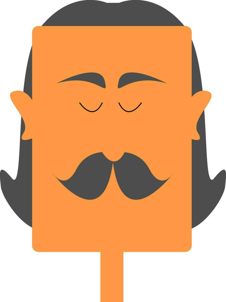 A man with thick drooping moustache, vector or color illustration.