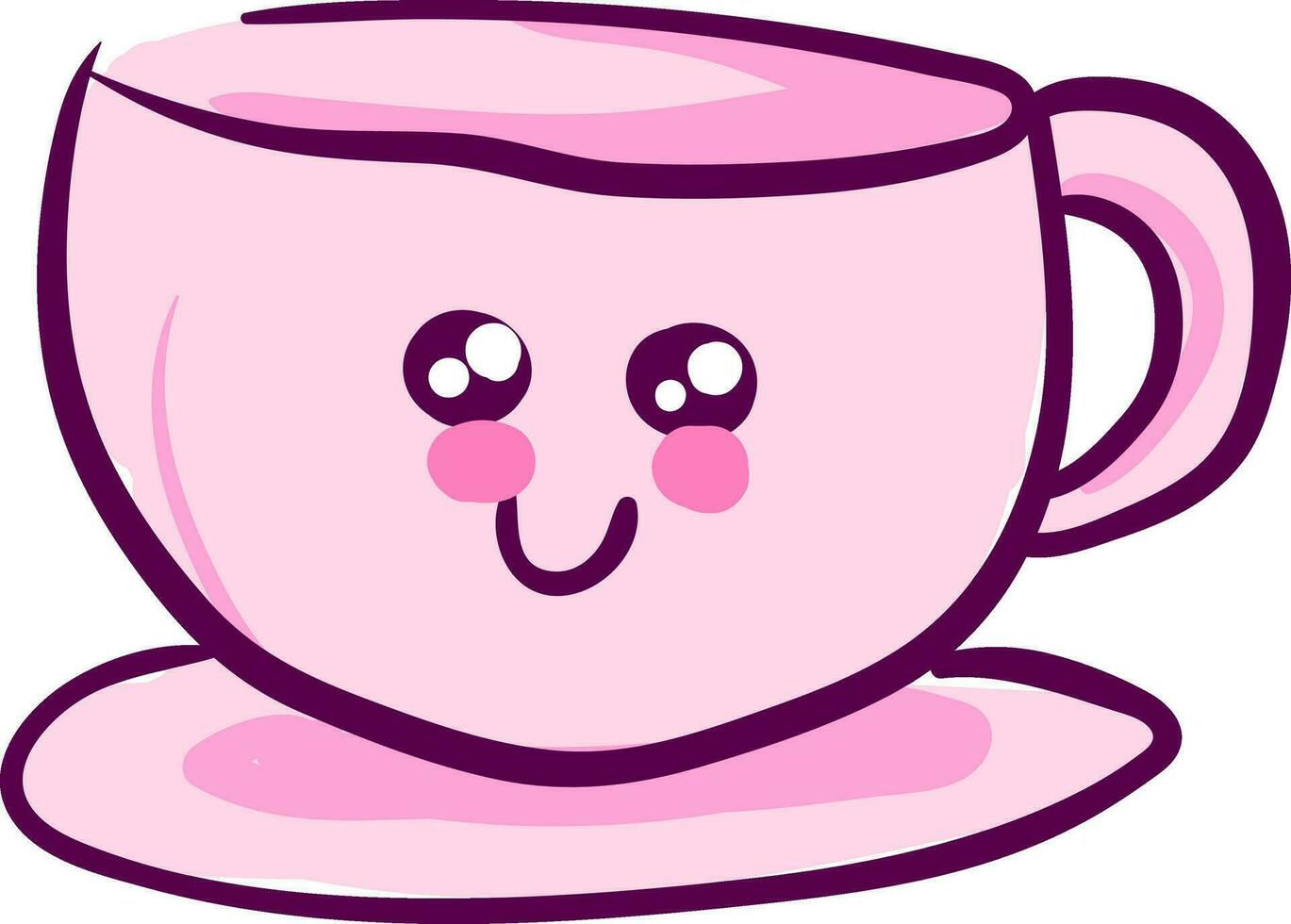 Pink cute cup, vector or color illustration.