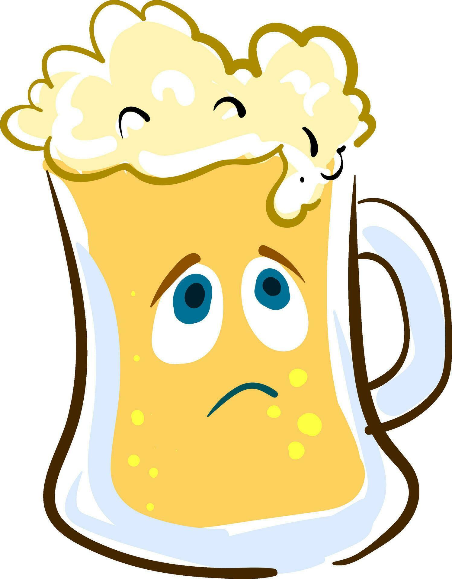 A melancholic beer jug, vector or color illustration. 35431340 Vector