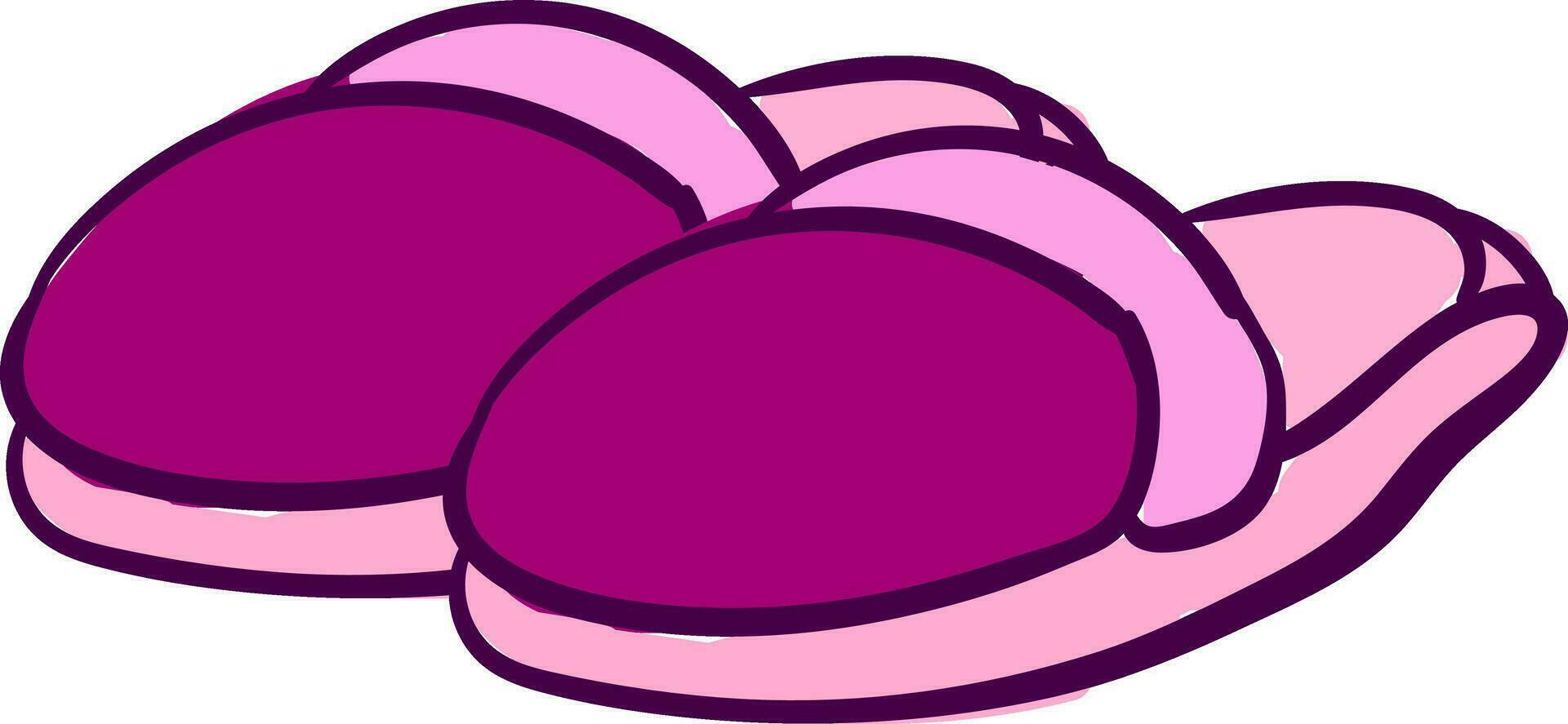 Home pink slippers, vector or color illustration.
