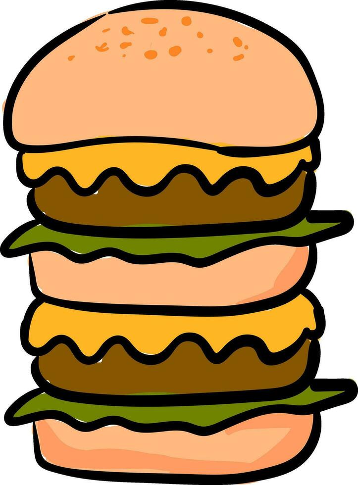 A huge burger, vector or color illustration.