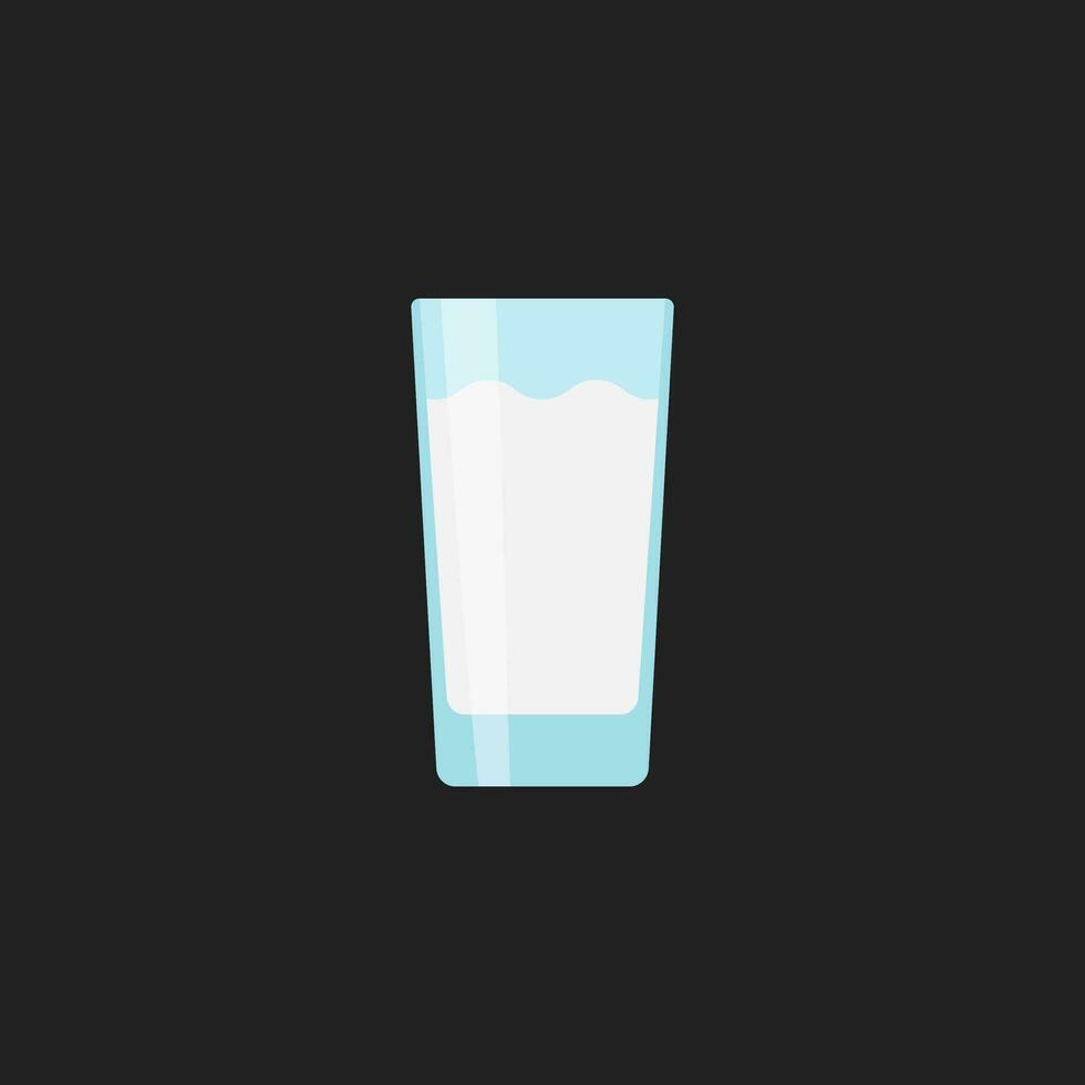 Milk in transparent glass, vector or color illustration.