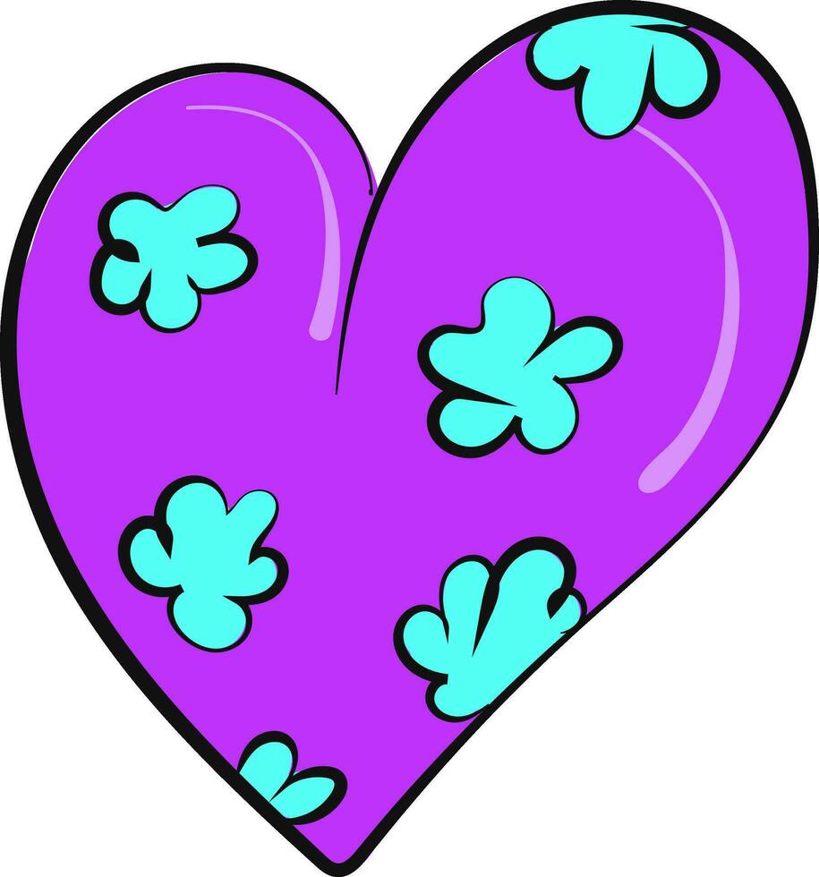 Heart with flowers, vector or color illustration.