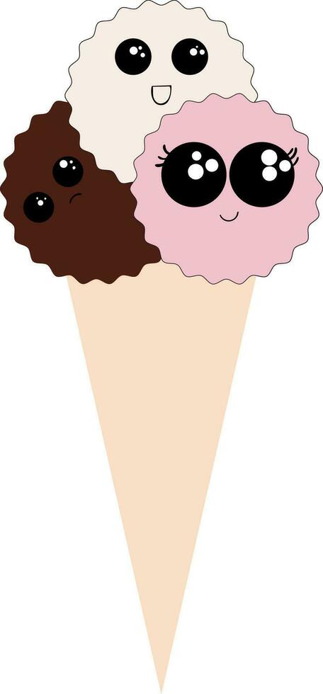 An icy ice cream, vector or color illustration.