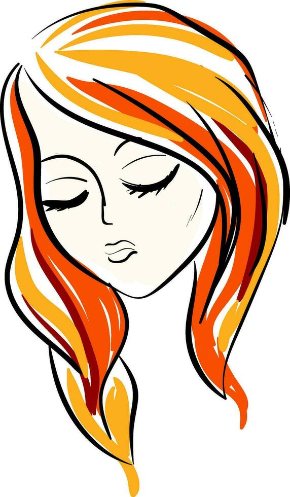 Girl closed eyes, vector or color illustration.