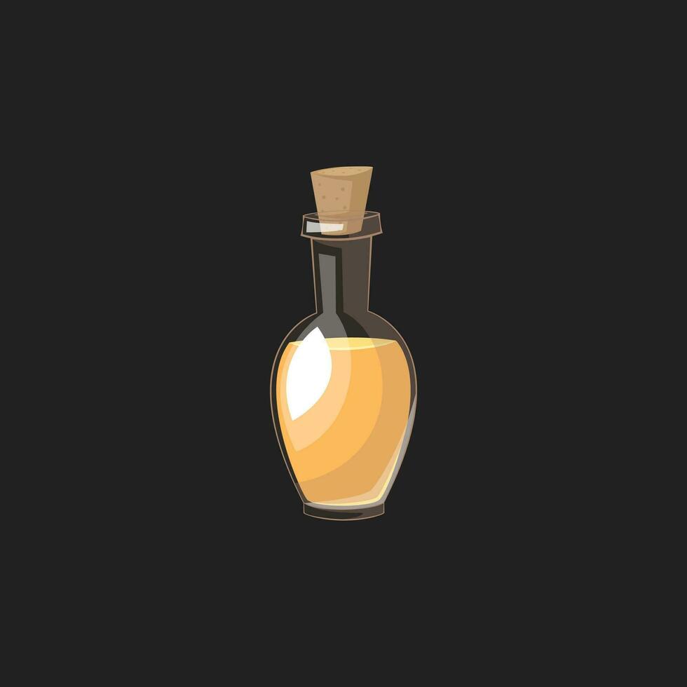 Curved oil bottle, vector or color illustration.