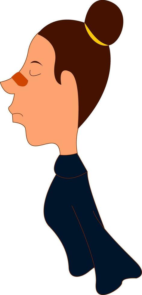 lady with little nose, vector or color illustration.