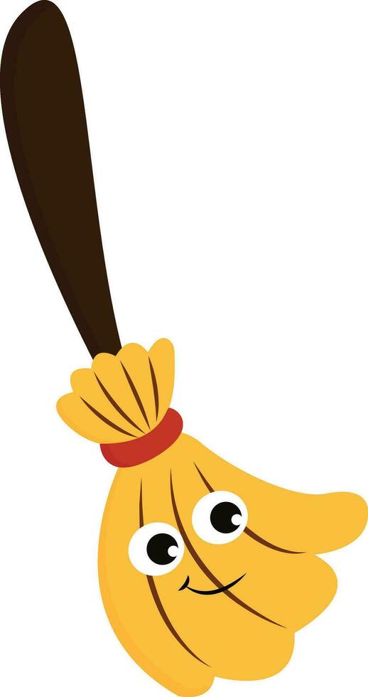 Happy broom, vector or color illustration.