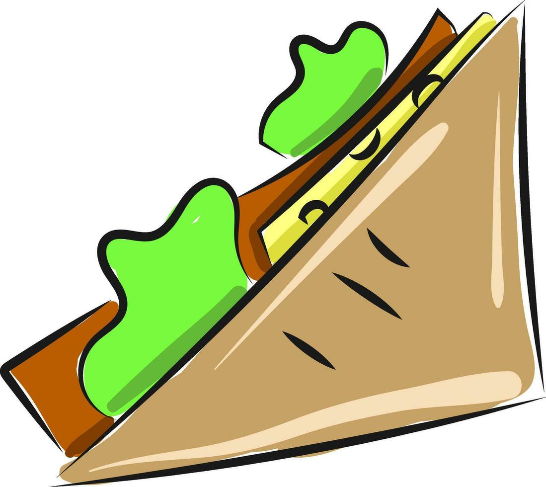 Image of cheese and ham-sandwich, vector or color illustration.