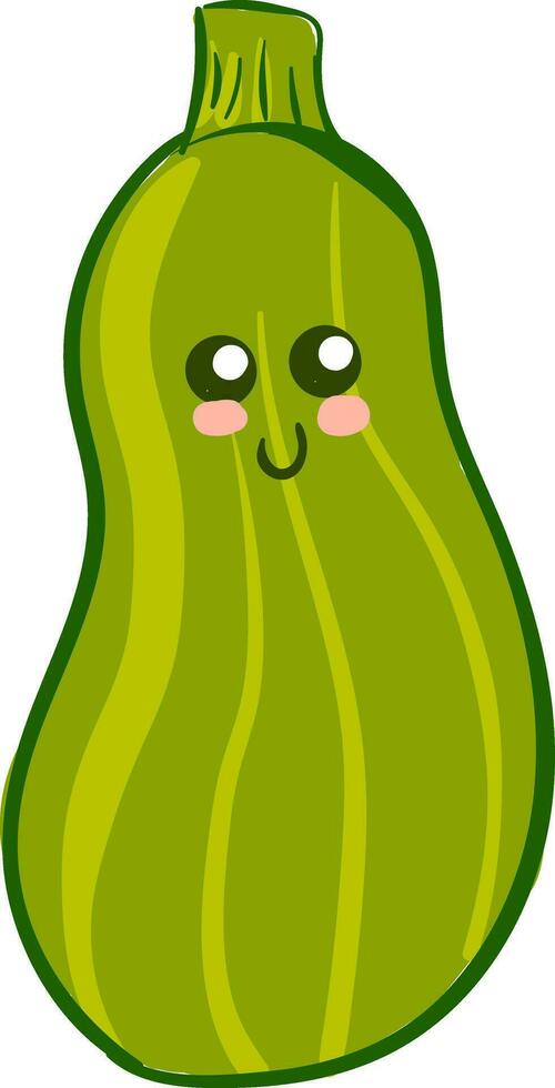 Image of cute zucchini, vector or color illustration.
