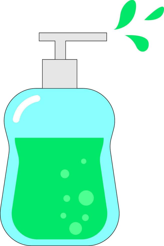 Green liquid soap, vector or color illustration.