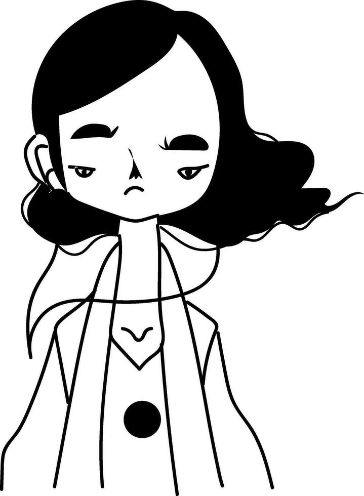 Image of cartoon girl, vector or color illustration.