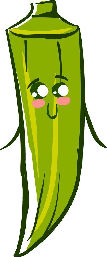 Image of cute okra - ladies fingers, vector or color illustration.