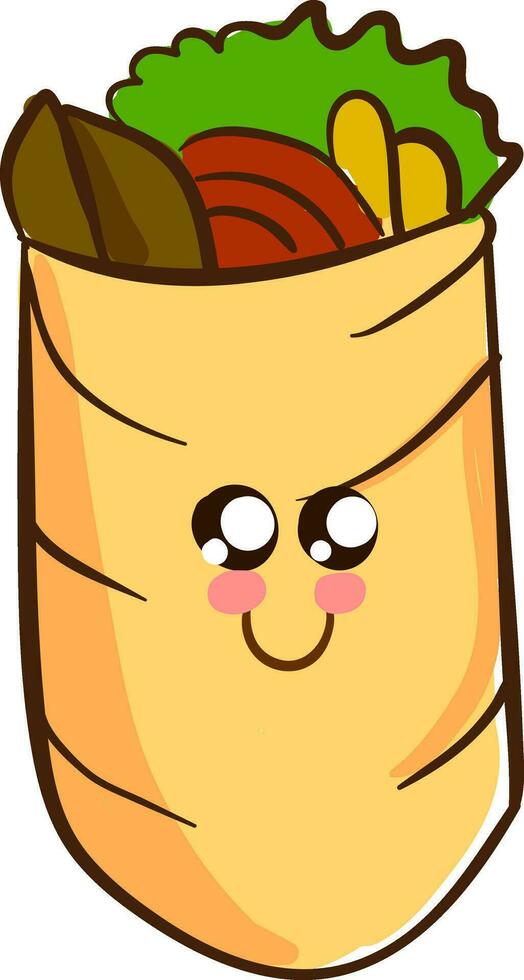 Image of cute shawarma, vector or color illustration.