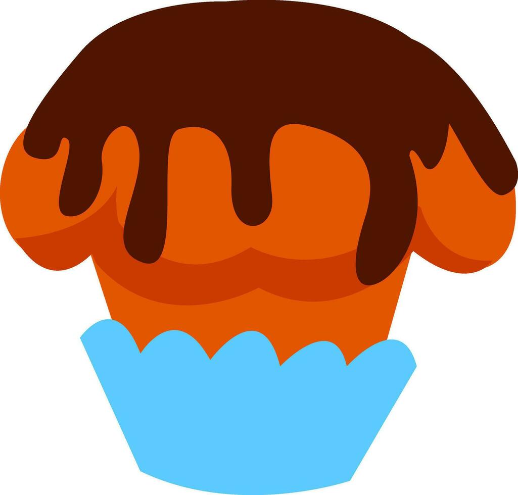 Image of chocolate cake - cup cake, vector or color illustration.