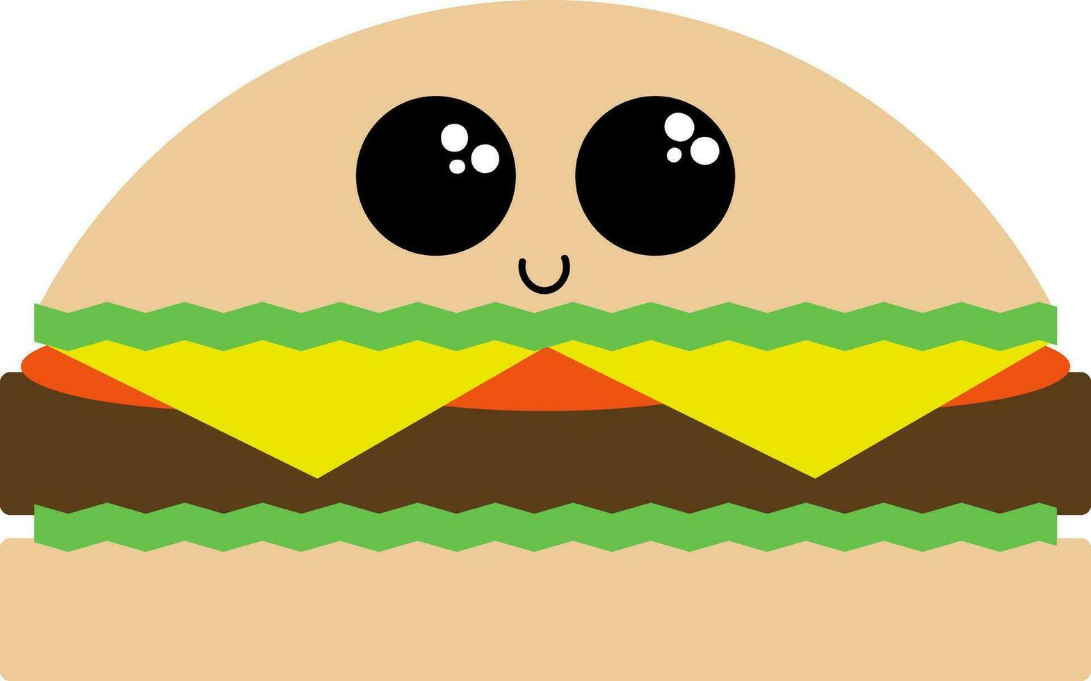 Image of cute burger to eat, vector or color illustration.