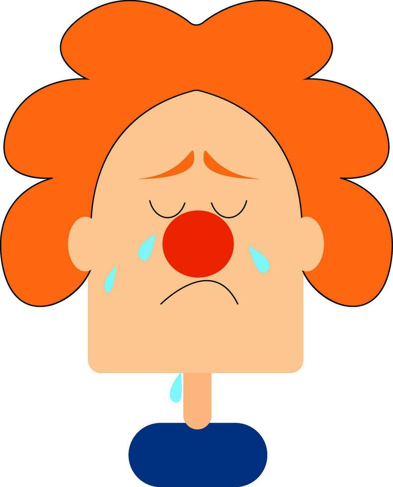 Image of cry - crying clown, vector or color illustration.