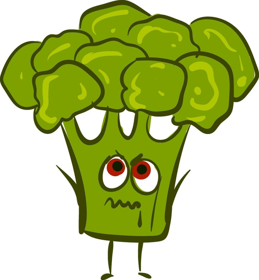 imagen de brócoli enojado, vector o color ilustración.