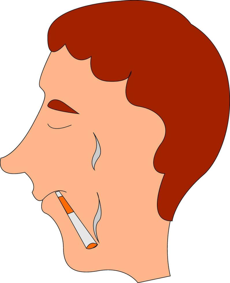 Image of a boy smoking, vector or color illustration.