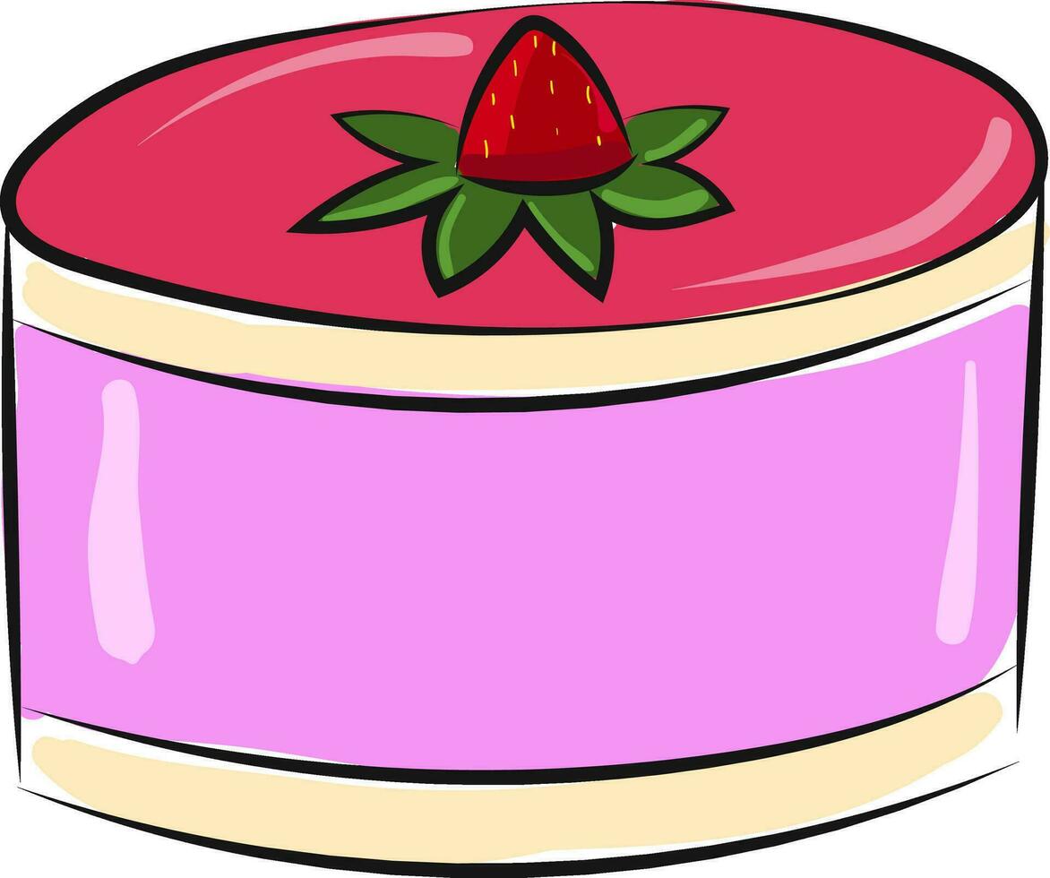 Image of cake with strawberries and jelly, vector or color illustration.