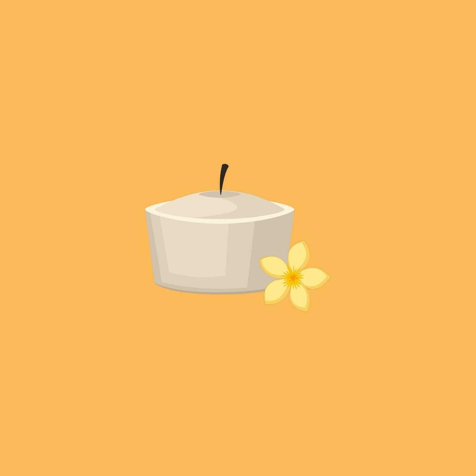 Image of candle with flower, vector or color illustration.