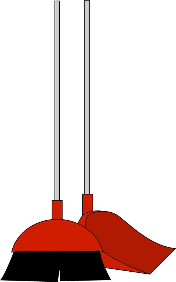 Image of broom and dustpan, vector or color illustration.