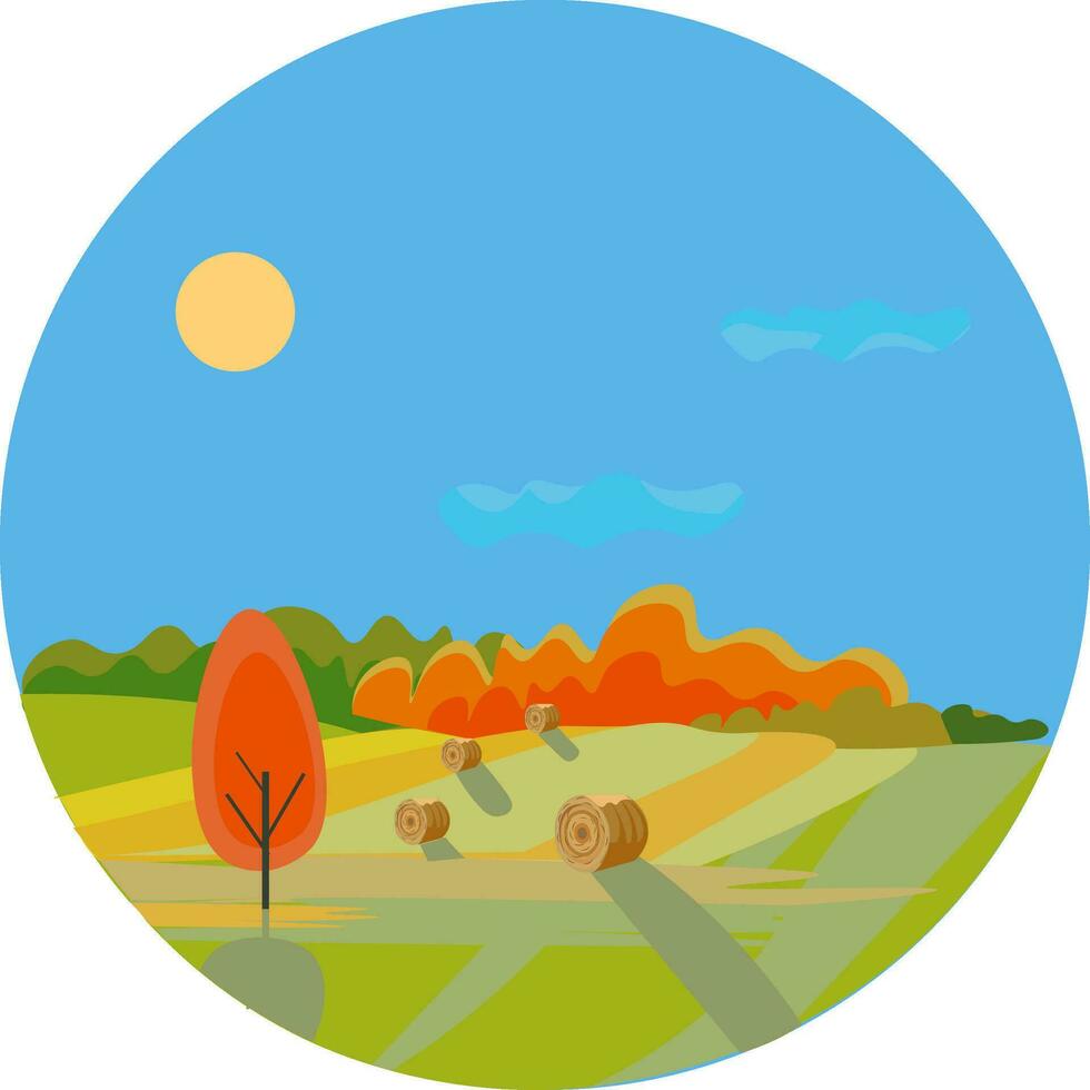 Image of autumn landscape, vector or color illustration.