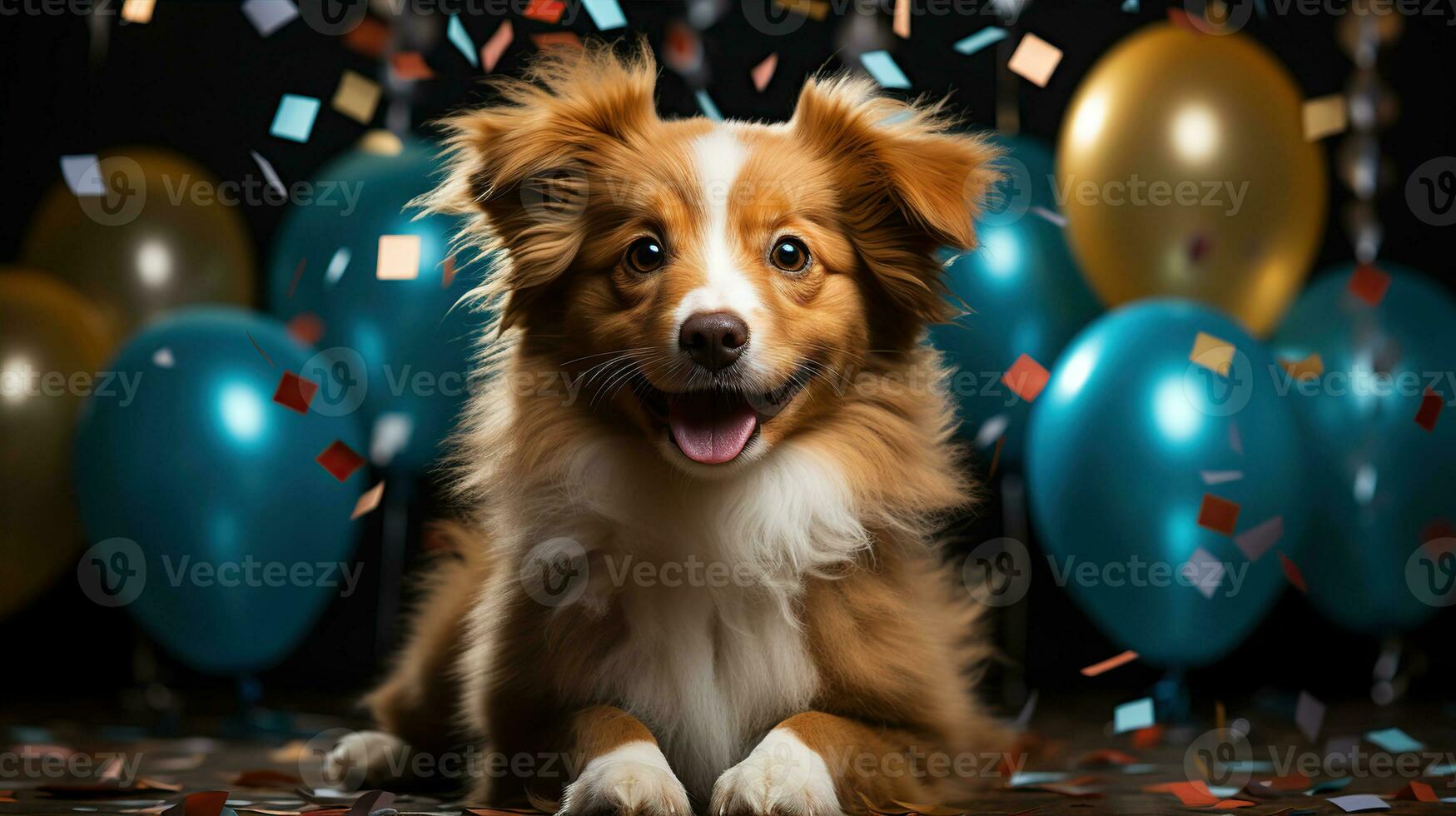 ai generado contento perro vistiendo un fiesta sombrero, celebrando a un cumpleaños fiesta. generativo ai foto