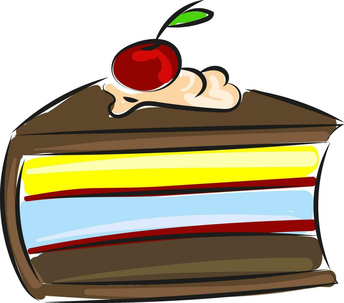 Image of cherry cake, vector or color illustration.
