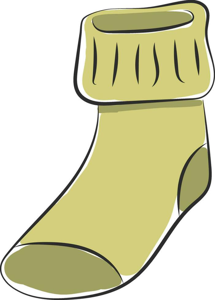 Clipart of a showcase green-colored warm sock over white background vector or color illustration