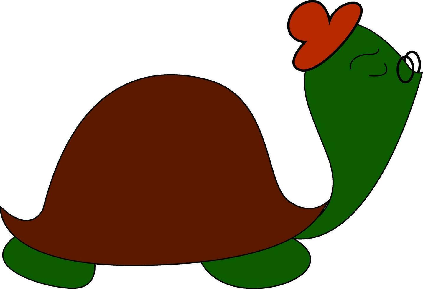 Funny cartoon turtle set on isolated white background viewed from side vector or color illustration