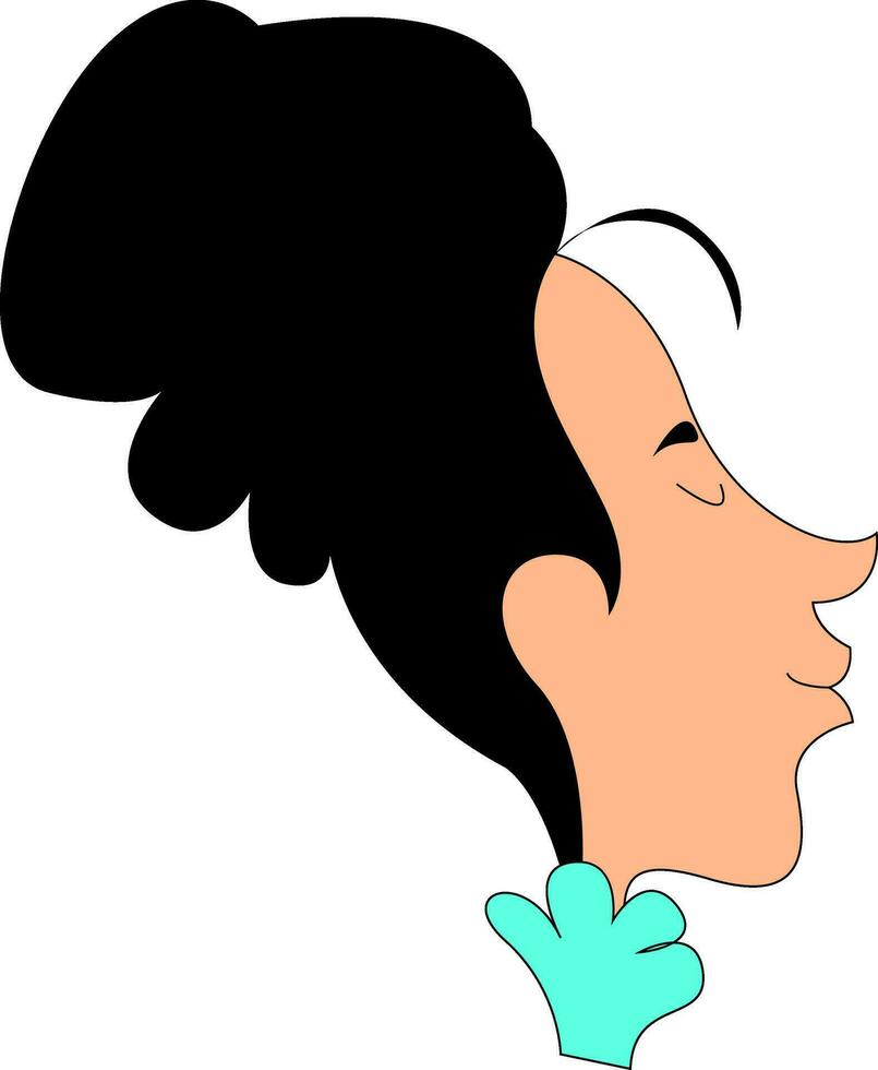 Clipart of a woman in updo hairstyle set on isolated white ground viewed from side vector or color illustration