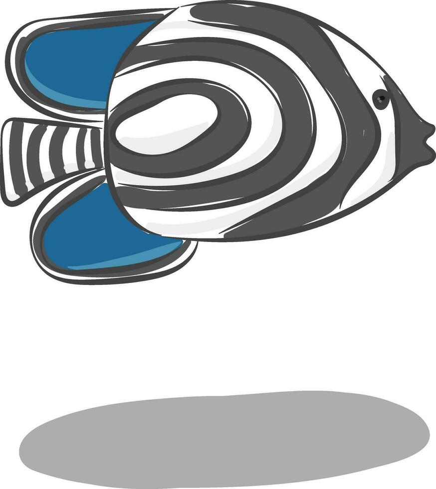 Clipart of the zebra fish with black stripes vector or color illustration