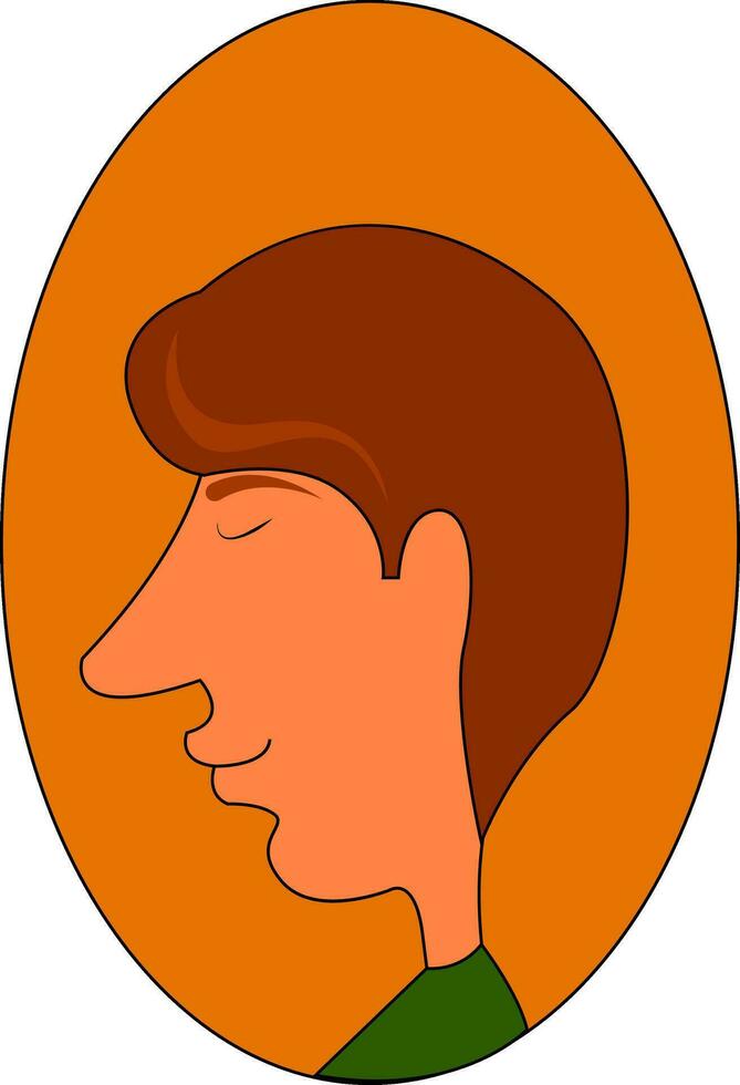 Clipart of a man in a green shirt over oval-shaped yellow background vector or color illustration