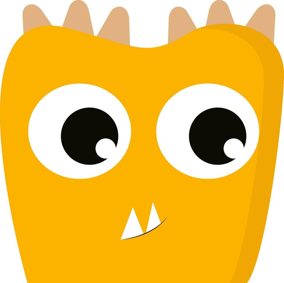 Clipart of the face of a yellow-colored monster with horns vector or color illustration