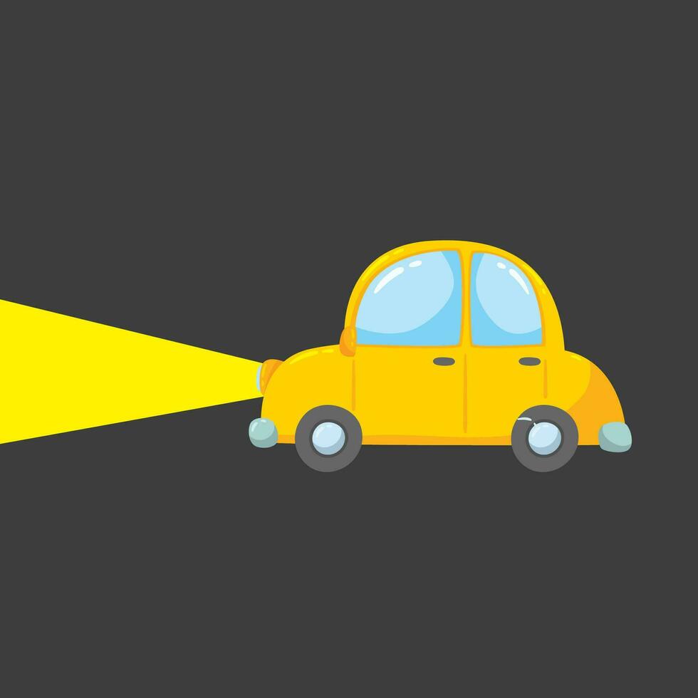 Drawing of a yellow toy car vector or color illustration