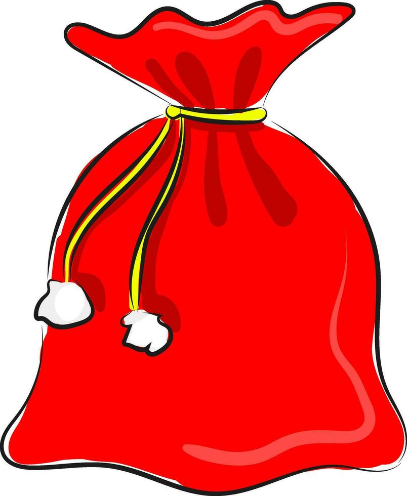 Image of bag of Santa Claus, vector or color illustration.