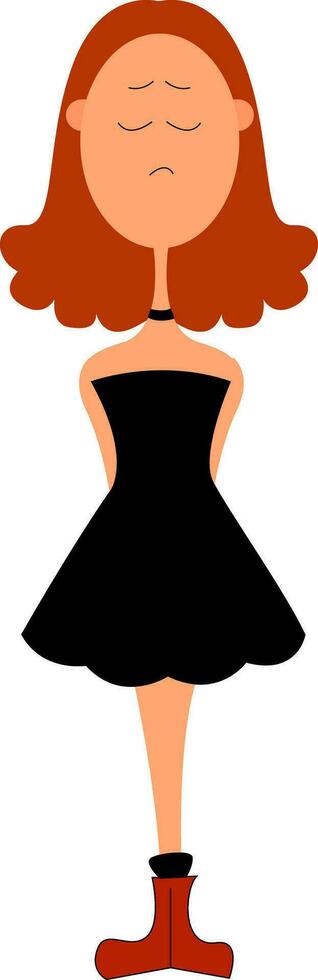 Black dress girl , vector or color illustration
