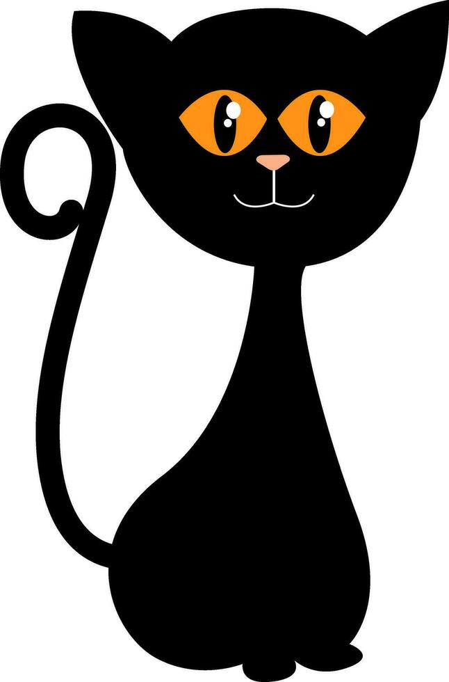 Full black cat , vector or color illustration