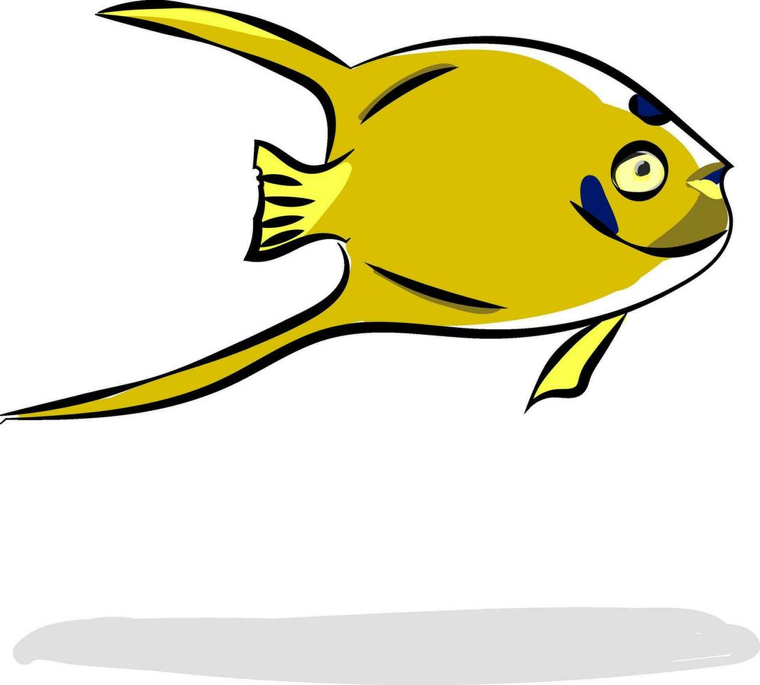 Painting of a yellow-colored fish vector or color illustration