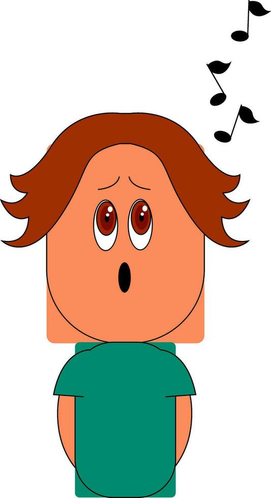 Clipart of a small boy singing set on isolated white background vector or color illustration