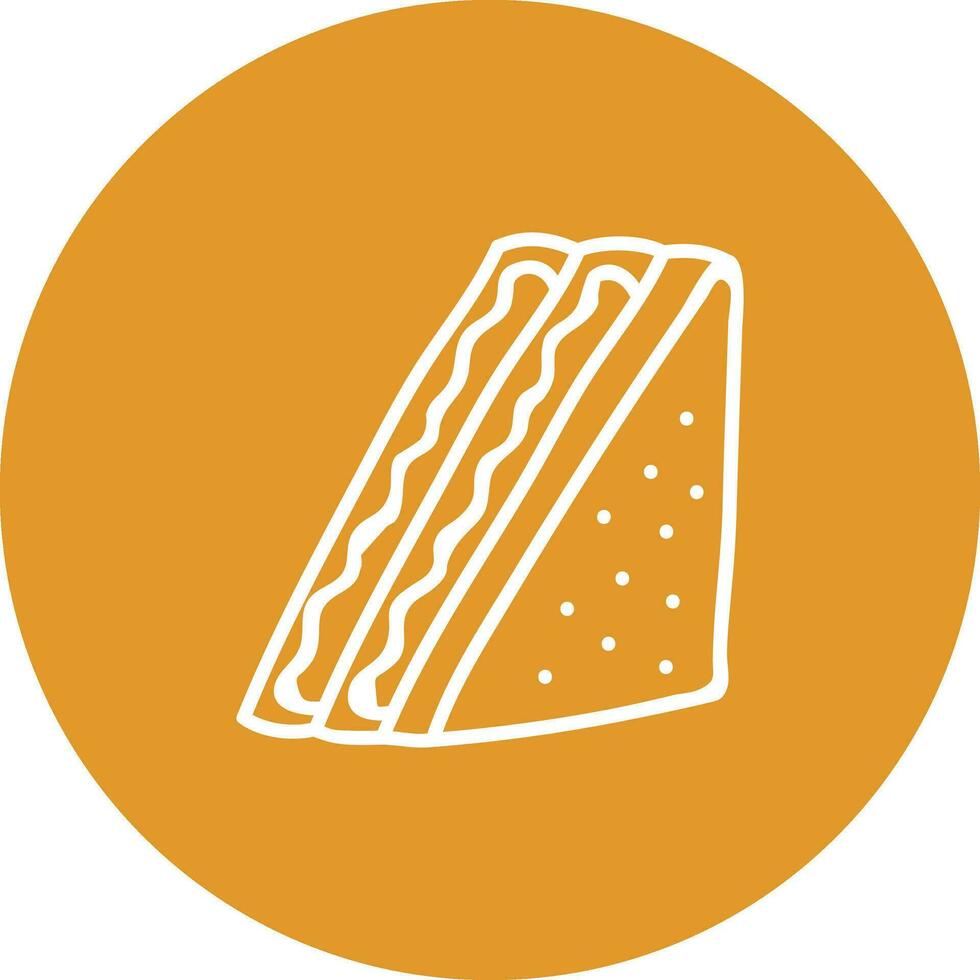 Sketch of a white-colored sandwich over brown background vector or color illustration