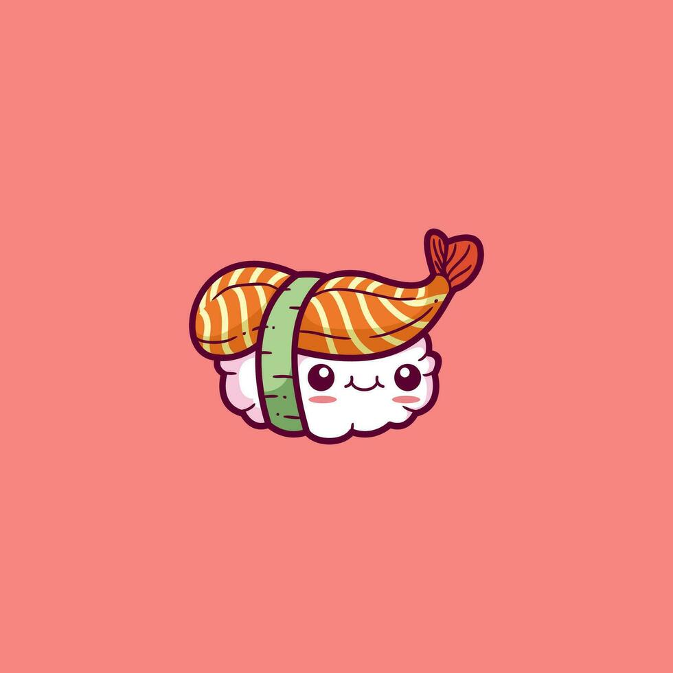 Emoji of a sushi set over pink background vector or color illustration