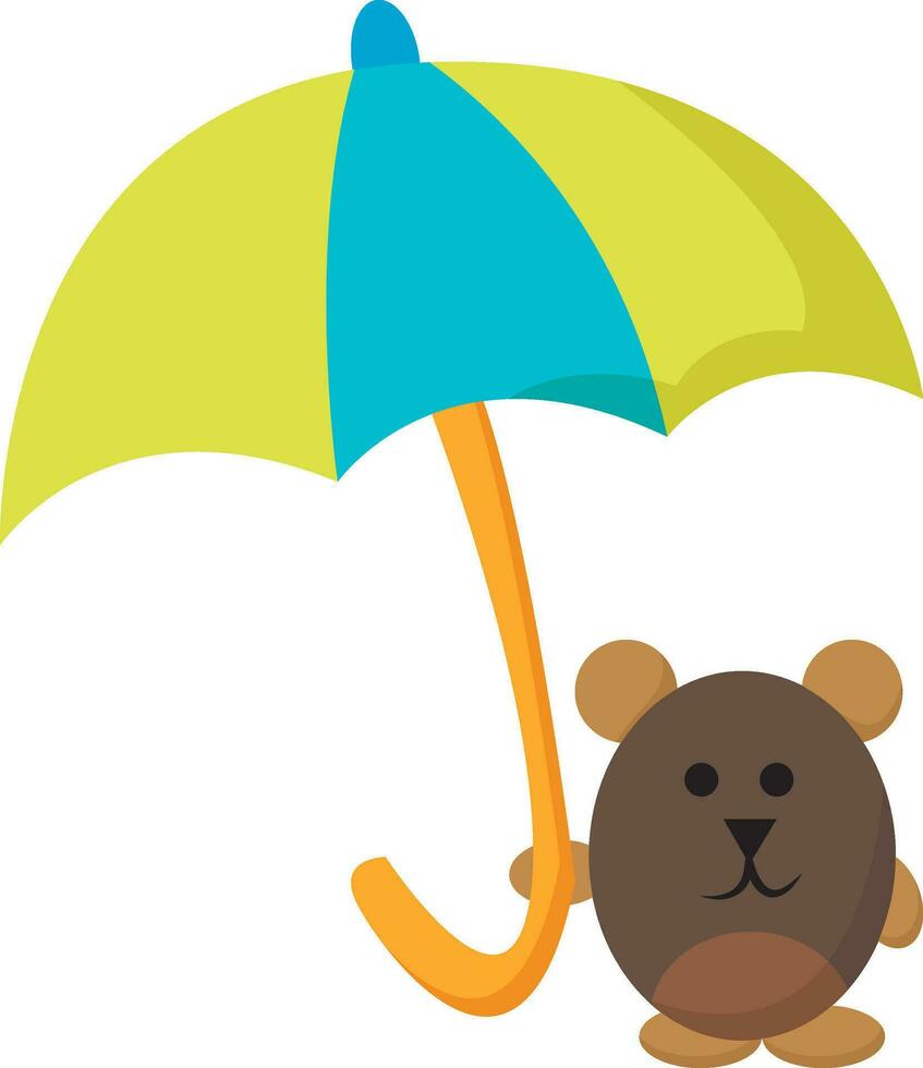 Bear with colourful umbrella , vector or color illustration
